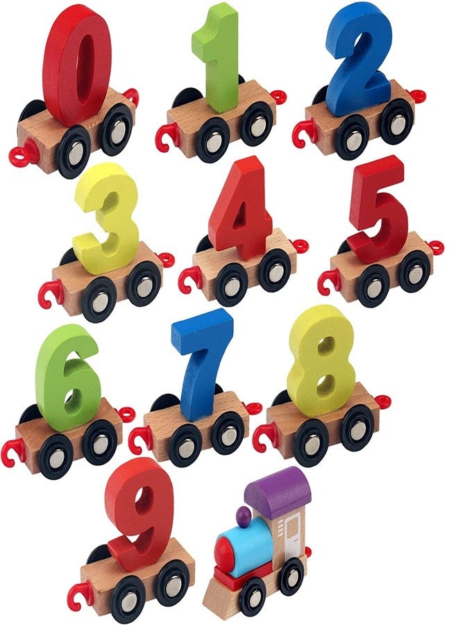 AUTHFORT Wooden Number Train Set Digital Cars Toys Learning Counting Numbers 0-9 STEM Preschool Gift for Toddlers Boys Girls - Image 1